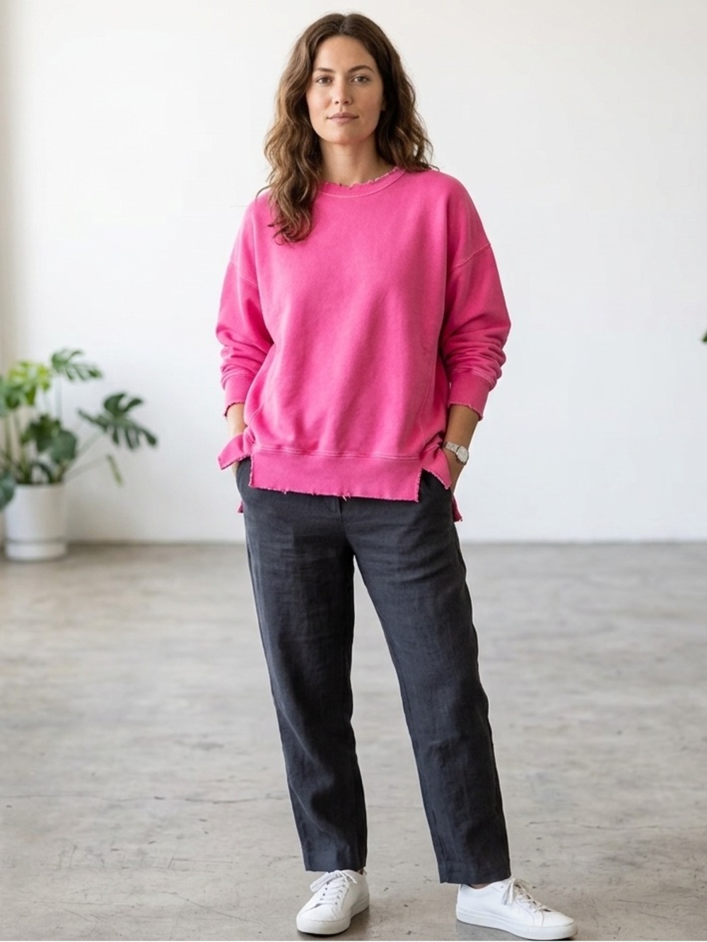aerie Hot Pink Crewneck Sweatshirt